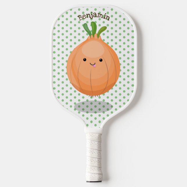 Raquette De Pickleball Caricature vert oignon brun joli (Recto)