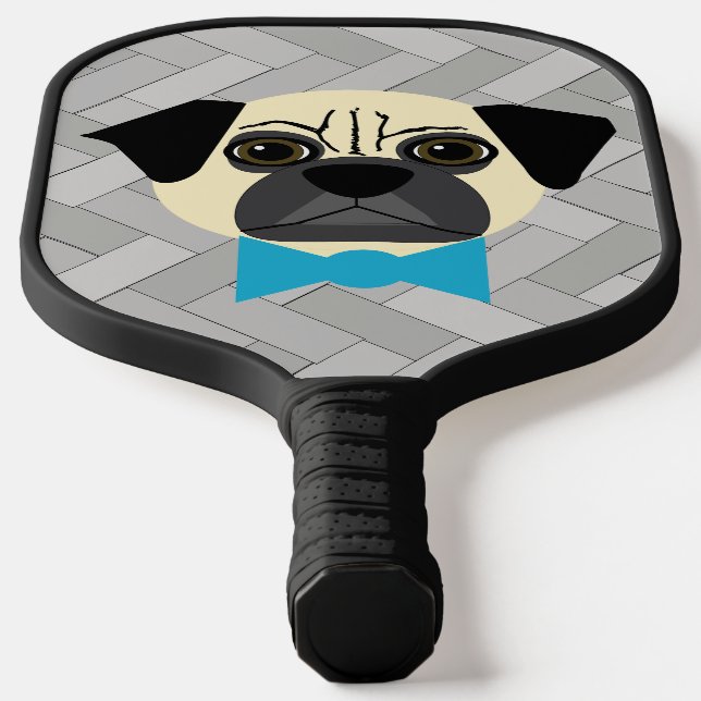 Raquette De Pickleball Carlin de la peau avec cravate, gris Herringbone (Poser)