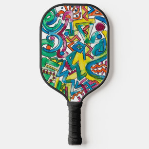 Raquette De Pickleball Carnaval - Art Abstrait Peint à la Main