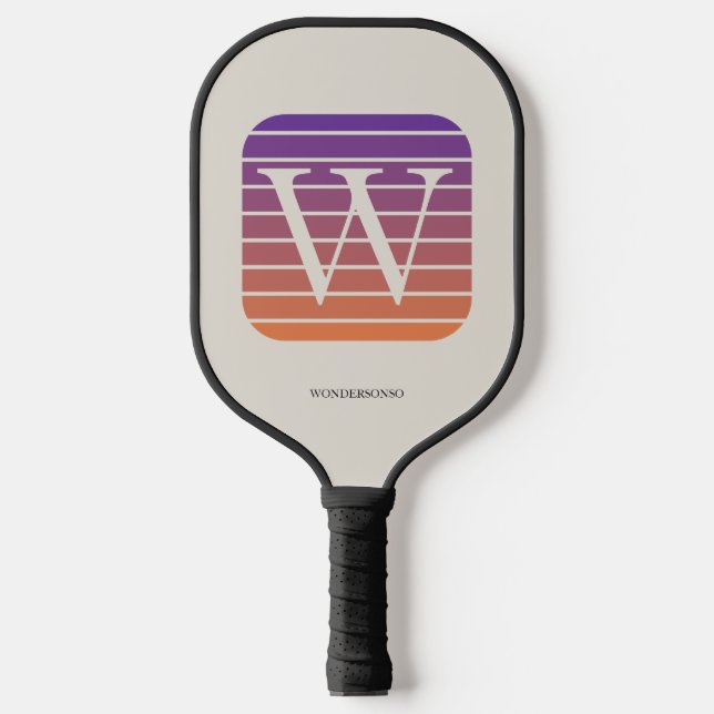 Raquette De Pickleball Carré de monogramme ombré personnalisé (Recto)