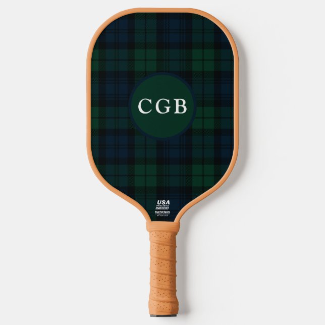 Raquette De Pickleball Carré Vert Foncé avec Monogramme (Recto)