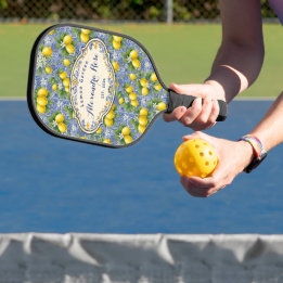 Raquette De Pickleball Carreau de style provençal bleu citron avec monogr