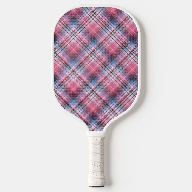 Raquette De Pickleball Carreaux Rose Et Bleu (Recto)
