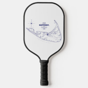 Raquette De Pickleball Carte ancienne de l'île de Nantucket MA Bleu marin