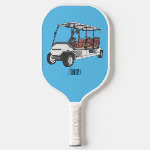 Raquette De Pickleball Carte de golf / dessin animé en voiturette de golf