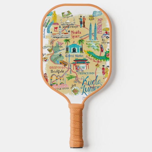 Raquette De Pickleball Carte de voyage en jaune de Kuala Lumpur (Recto)