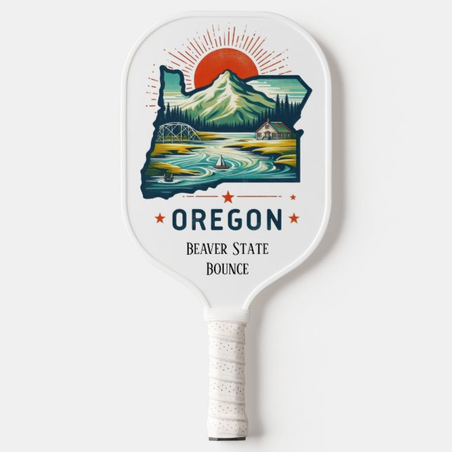 Raquette De Pickleball Carte de Voyage Retro de l'État de l'Oregon (Recto)
