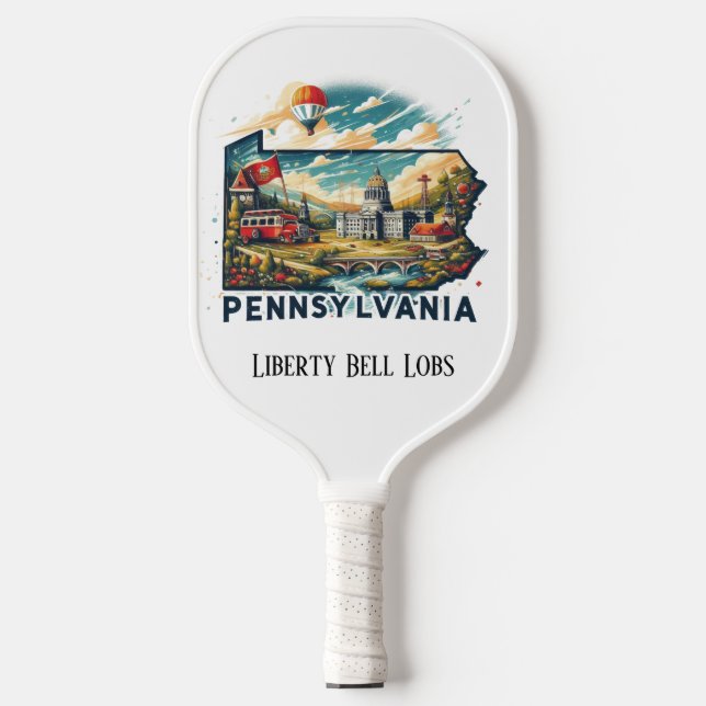 Raquette De Pickleball Carte de Voyage Retro de l'État de Pennsylvanie (Recto)