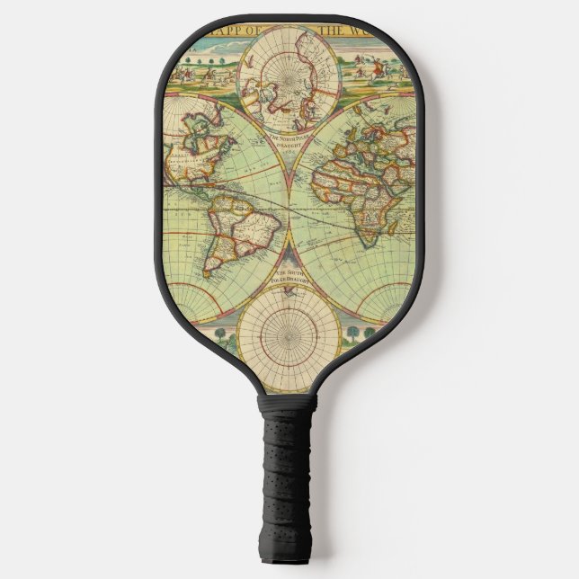 Raquette De Pickleball Carte du monde antique #4 (Verso)