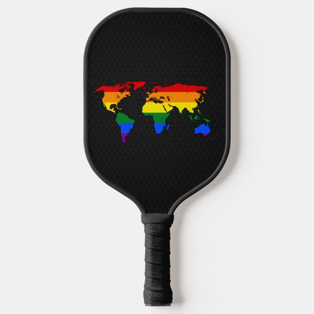 Raquette De Pickleball Carte du monde de la fierté LGBT (Recto)