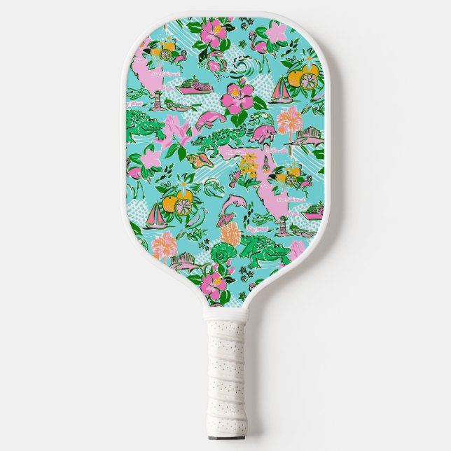Raquette De Pickleball Carte Floride Preppy Palm Beach Motif Imprimer (Recto)