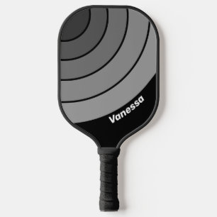 Raquette De Pickleball Cercle de dégradé rétro sombre arc-en-ciel avec no