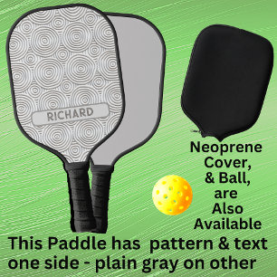 Raquette De Pickleball Cercle gris clair Géométrique, Ajouter un nom ou u
