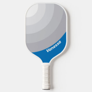 Raquette De Pickleball Cercle rayé ciel bleu nuageux avec nom