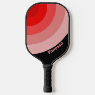 Raquette De Pickleball Cercle rayé dégradé cramoisi avec nom