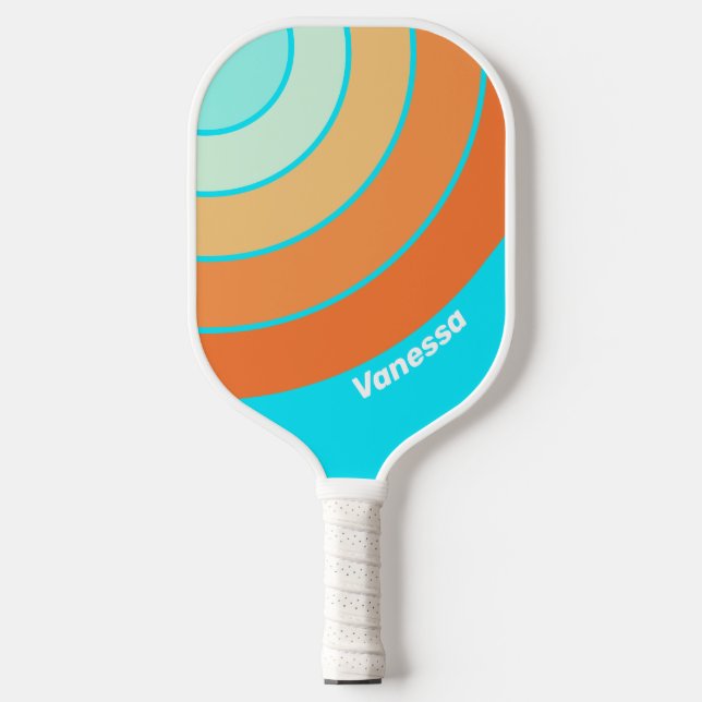 Raquette De Pickleball Cercle rayé Tropic Splash avec nom (Recto)