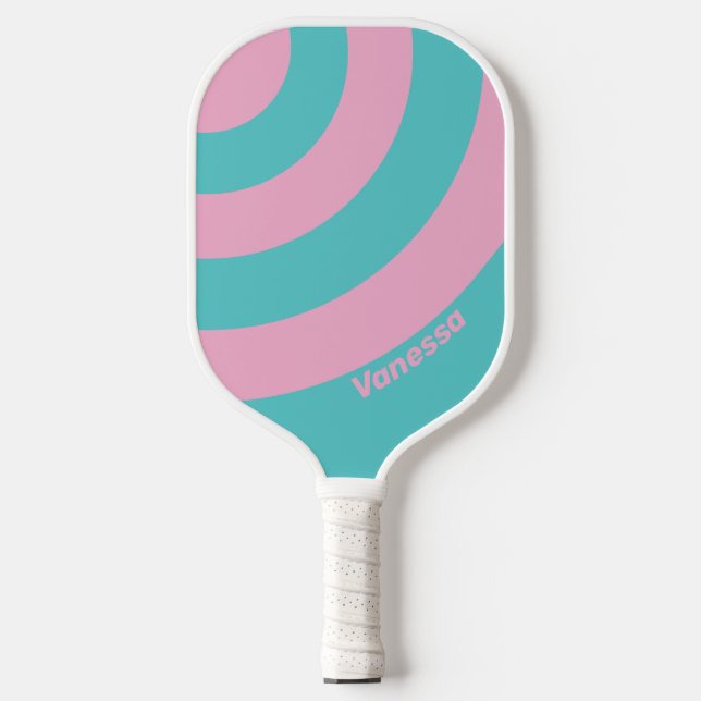 Raquette De Pickleball Cercle Rétro South Beach avec Nom (Recto)