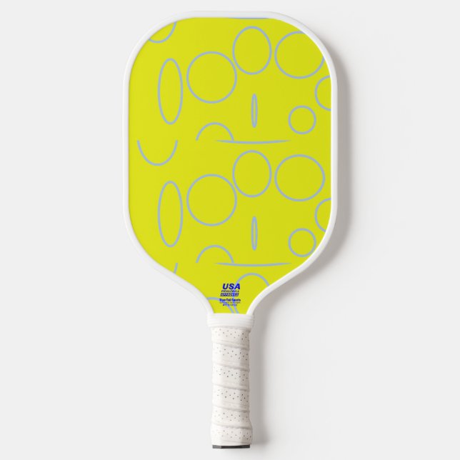Raquette De Pickleball Cercles cool Jaune Géométrique Moderne (Recto)