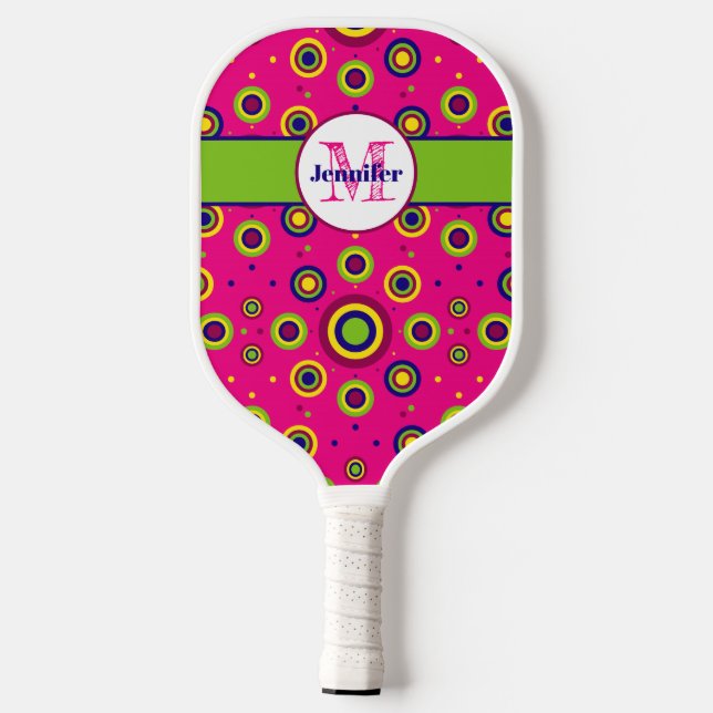 Raquette De Pickleball Cercles funky personnalisés Motif (Verso)