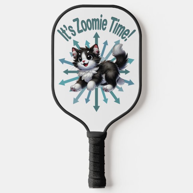 Raquette De Pickleball C'est l'heure de Zoomie Mignon chat noir et blanc (Recto)