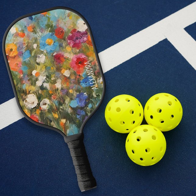 Raquette De Pickleball Champ de fleurs sauvages Nom personnalisé (Créateur téléchargé)