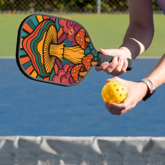 Raquette De Pickleball Champignons rétro avec Monogramme