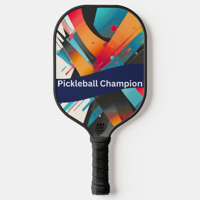 Raquette de pickleball champion vibrante abstraite (Recto)