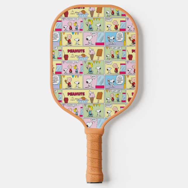 Raquette De Pickleball Charlie Brown, Snoopy & Sally | Crème glacée (Recto)