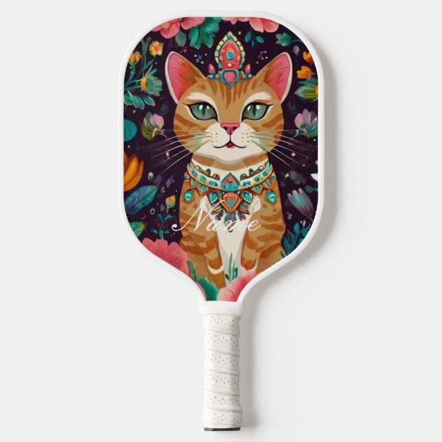 Raquette De Pickleball Chat à bijoux couronné (Recto)