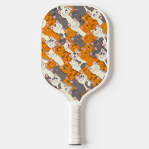 Raquette De Pickleball Chat blanc gingembre noir motif diagonal
