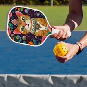 Raquette De Pickleball Chat Couronné Paré de Bijoux