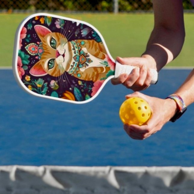 Raquette De Pickleball Chat Couronné Paré de Bijoux (Pickleball paddle hand wrapped grip honeycomb core. 15.75” x 7.75” 8 oz weight. 
)