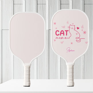 Raquette De Pickleball Chat Mama Personnalisé Rose Cute Design Chat