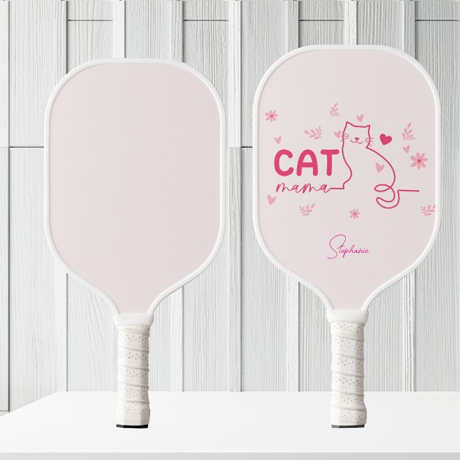 Raquette De Pickleball Chat Mama Personnalisé Rose Cute Design Chat (Créateur téléchargé)