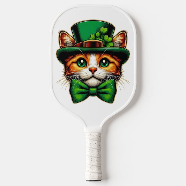 Raquette De Pickleball Chat mignon/chaton Saint Patrick's Day (Recto)