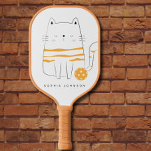 Chat Minimaliste, Nom Personnalisé Pickleball Padd