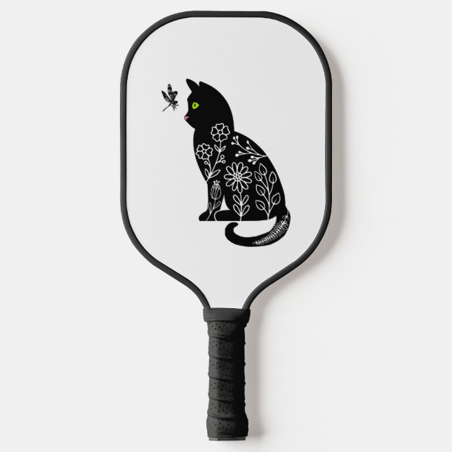 Raquette De Pickleball Chat noir aux yeux verts (Recto)