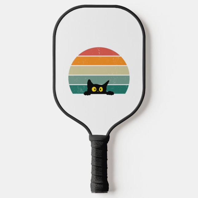Raquette De Pickleball Chat noir Coucher de soleil Coucher de soleil Vint (Recto)