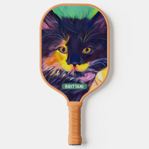Raquette De Pickleball Chat noir personnalisé, couleurs modernes