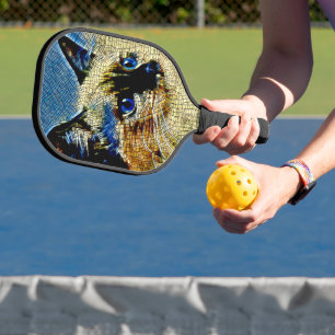 Raquette De Pickleball Chat siamois mosaïque aux yeux bleus