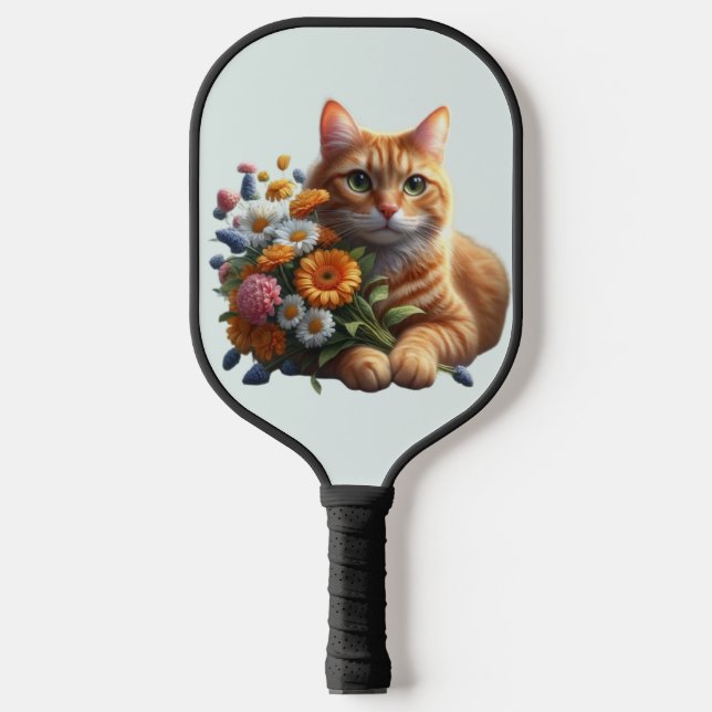 Raquette De Pickleball Chat tigré en fleurs (Recto)