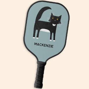 Raquette De Pickleball Chat Tuxedo noir et blanc Personnalisé