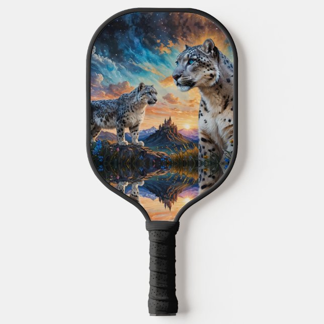 Raquette De Pickleball Château de Leopard de Neige Levée de soleil réflex (Recto)