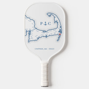 Raquette De Pickleball Chatham MA Carte Marine Monogramme bleu