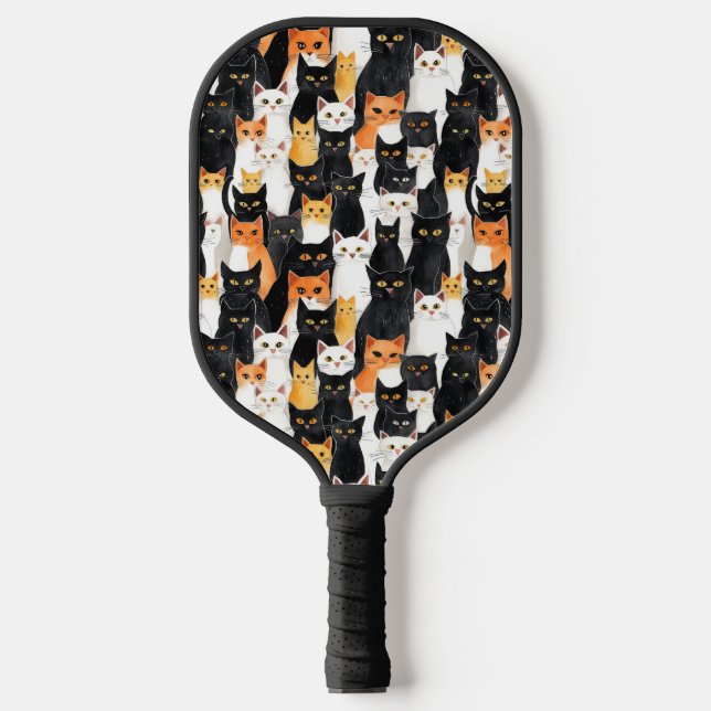 Raquette De Pickleball Chats blancs oranges noirs (Recto)