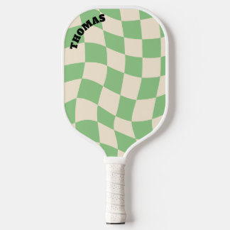 Raquette De Pickleball Checkerboard Super Retro Nom personnalisable