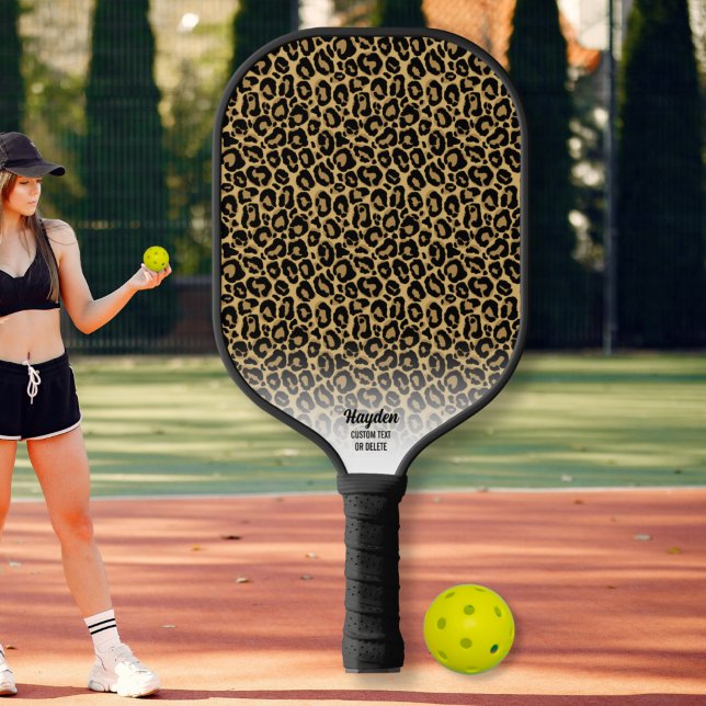 Raquette De Pickleball Cheetah Imprimer Motif animal texte personnalisé (Créateur téléchargé)