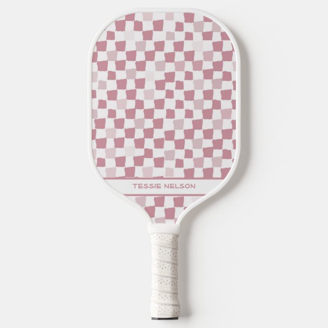 Raquette De Pickleball Chèques roses et blanches Pickleball Paddle (Recto)
