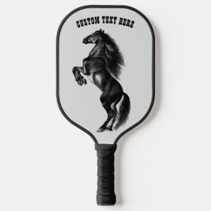 Raquette De Pickleball Cheval Noir Élevage Texte Personnalisé Pickleball
