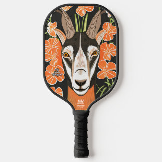 Raquette De Pickleball Chèvre avec fleurs Pickleball personnalisé Paddle